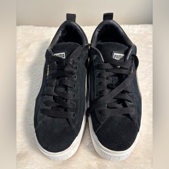 Puma Mayze Black Suede Platform Sneakers - Size 10 - Picture 2 of 8